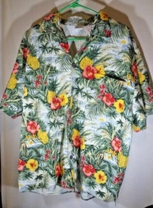 Camisa floral hawaiana L.A. Sunshine para hombre manga corta con botones talla L multicolor - Imagen 1 de 6