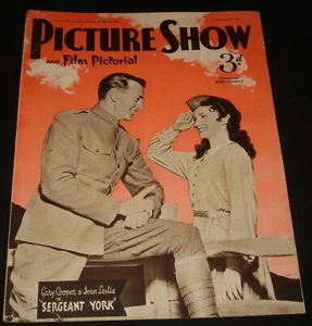 PICTURE SHOW 1942 MOVIE HOLLYWOOD / UK MAG GARY COOPER JOAN LESLIE - Picture 1 of 2