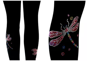Plus OS Capri Leggings Rhinestone Bling Shimmering Colorful Dragonflies Design - Picture 1 of 10