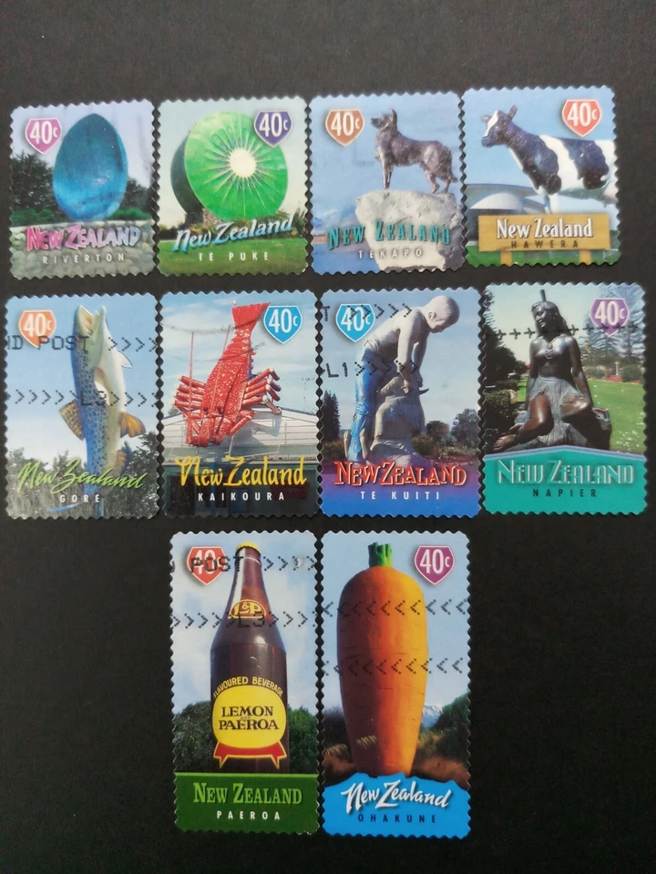 Набор из 10 марок Новой Зеландии с изображением знаменитых городских икон 1998 г. разных размеров S1547-56 - Изображение 1 из 1