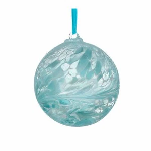 Hanging Glass Friendship Ball Sienna Pastel Blue 15cm Hand Crafted Ornament Gift - Picture 1 of 1