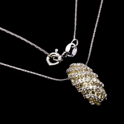 Collana In Argento Sterling 925 Con Zaffiro E Topazio Naturale Gioielleria 16in - Immagine 1 di 4