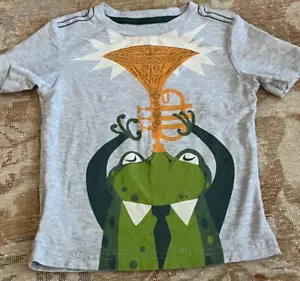 BOYS T SHIRT TEA COLLECTION FROG FRENCH HORN GRAY SHIRT 3 COTTON - Picture 1 of 4