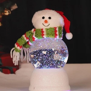 Lighted Christmas Snowman Figurines Musical Snow Globe Lantern with Timer Acr... - Picture 1 of 6