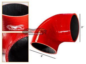 RED Elbow 3" 76mm 4-ply Silicone Coupler Hose Turbo Intake Intercooler Ponti - Picture 1 of 1