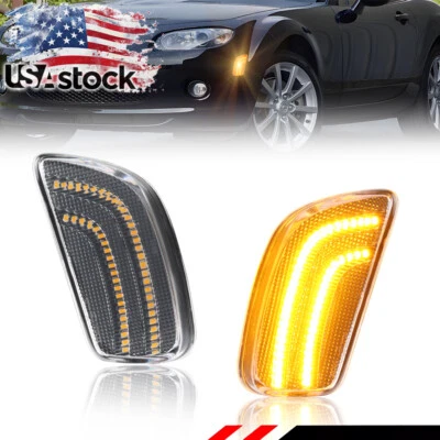 2X Luz de señalización lateral LED ámbar transparente para parachoques delantero para MAZDA MX-5 MIATA 2006-2008 Foto 1 de 4