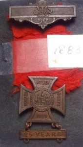 1883 Bronze G.A.R. WOMANS RELIEF CORPS MEDAL with DROP 25 YEAR BAR - AS FOUND! - Picture 1 of 6