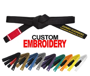 Embroidered Jiu Jitsu Belt Custom Belt BJJ Jiu-jitsu Grappling Martial Arts Belt - Picture 1 of 3