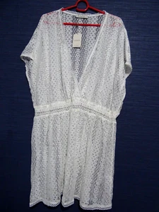 XL White sheer lace OASIS sleeveless v-neck dress new - Picture 1 of 15