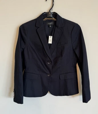 Talbots NWT Classic Navy Double Button Blazer Career Work Cotton Blend 8 Petite - Image 1 of 4