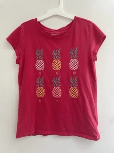 Gap Kids Girls Sunny! Pineapple Graphic Crewneck Short Sleeve Shirt Pink XL 12 - Picture 1 of 4