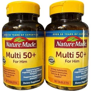 (2) Nature Made Multi For Him 50+ No Iron, 90 Tablets Exp-10/2026 Free Shipping! - Picture 1 of 6