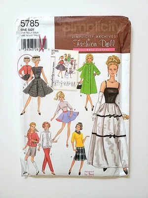 Sewing Pattern for Fashion Doll Barbie Clothes, Dresses, Simplicity 5785 - Image 1 of 4