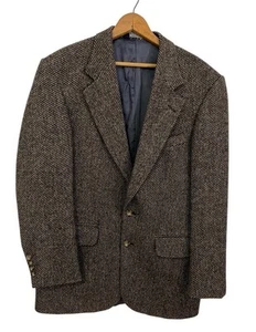 Vintage Harris Tweed Lands End Herren Blazer 39R Braun Kariert Wolle Sport Mantel Jacke - Bild 1 von 13