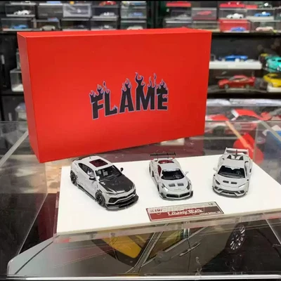 Juego de tres autos Flame 1:64 Lamborghini LP610 Huracán URUS 458GT LBWK gris batalla Foto 1 de 4