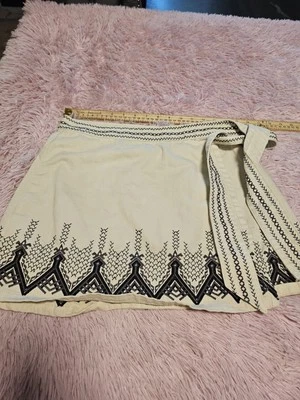 Юбка женская Free People размер 8 кремовая 100% хлопок повседневная вышитая на шнурке - Изображение 1 из 4