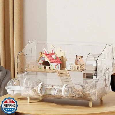 LOLLBIRD Large Hamster Cage 17x11x13 Inch Acrylic Habitat - Multi-Level Enclo - Image 1 of 4