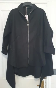 Brandneu mit Etikett Made in Italy 18 20 schlichter schwarzer ausgestellter Reißverschluss Mantel! - Bild 1 von 4