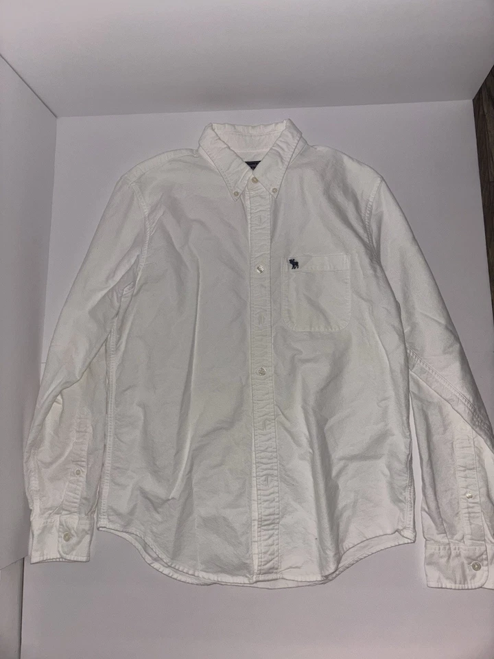 Camisa Hollister Para Hombre Grande Blanca Manga Larga Con Botones Algodón Pesado Foto 1 de 1