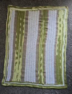 Afghanische Häkeldecke weich Überwurf grün bunt Landhaus Boho Retro 36”x45” - Bild 1 von 5