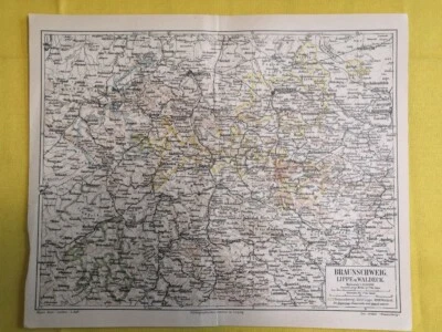 1874 Braunschweig Alemanha Vintage Geografia Mapa da Cidade ORIGINAL 11,5 x 9,5"- C12 - Imagem 1 de 3
