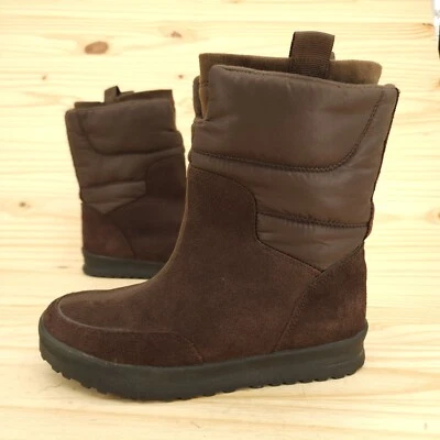 Lands End Women's Boots Sz 7 B Brown Suede Lined Winter Outdoor Pull On Booties - Image 1 of 4