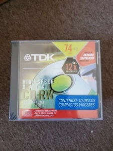 TDK High Speed Data CD-RW 10 discs *NEW* *SEALED* - Afbeelding 1 van 5