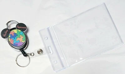 Carrete de insignia retráctil de alta resistencia Puroma titular de tarjeta de identificación llavero conciencia autismo Foto 1 de 4