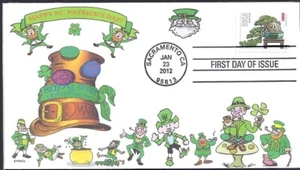 ST PATRICK'S DAY IRISH LEPRECHAUNS LUCKY FDC- DWc CACHET - Picture 1 of 1
