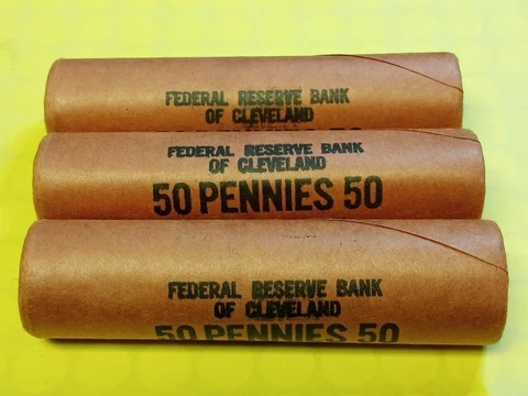 3 Roll Lots of Federal Reserve Bank of Cleveland UNC 1964 Lincoln Cents Cover