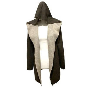Max Studio Hooded Open Front Cardigan L Hippie Boho Festival Grunge Cosplay Wool - Picture 1 of 7