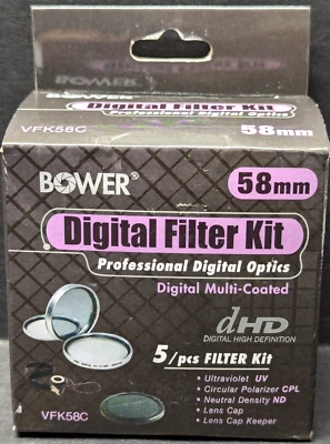 Bower 58mm Digital Filter Kit with ND4/circular polarizer/UV filters VFK58C - Image 1 of 3