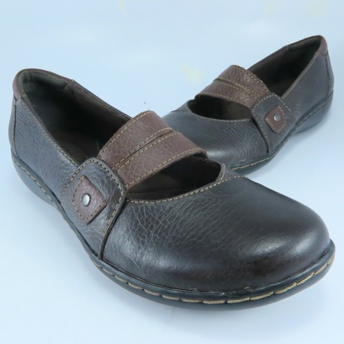 Scarpe basse mocassini Clarks Mary Janes da donna taglia 6 5 M in pelle testurizzata marrone