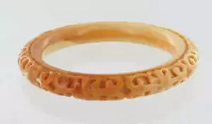 "Brazalete vintage de diseño chino escoria de plástico caramelo naranja celuloide 7,5" - Imagen 1 de 5
