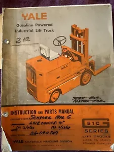 Yale G51C Series Gasoline Powered Industrial Lift Truck 4K-10K lbs. 1964 Manual - Bild 1 von 15
