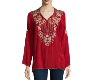 Johnny Was Carnation Embroidered Long Sleeve Peasant Top With Pockets Size Small - Picture 1 of 13