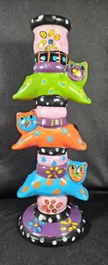 Vintage 2002 Milson & Louis "Pile O' Cats" Hand Painted 10" Candlestick-New/Mint - Picture 1 of 9