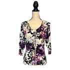 White House Black Market Sweater Womens Small Floral Bold Rhinestone Bling