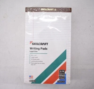 Skilcraft Writing Pad Legal Size 8-1/2" x 14" 50 Sheet Perforated White 12 Pack - Image 1 of 4