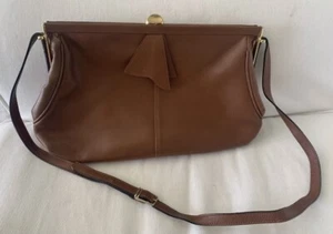 Paola Del Lungo Italy Damen Braun Leder Handtasche Geldbeutel Tasche Schleife Verstellbarer Riemen - Bild 1 von 5