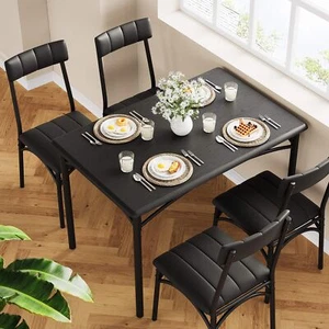 5 Piece Dining Table Set for 4 Modern Kitchen Table and 4 Upholstered Chairs New - Picture 1 of 12
