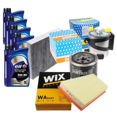 KIT TAGLIANDO LITRI ELF 5W30 C4 + 4 FILTRI RENAULT MEGANE SCENIC II 1500 DCI - Immagine 1 di 4
