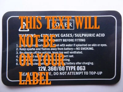 Etiqueta de batería Rover 200, 400, cupé, descapotable, Tourer tipo 063 Rover - Imagen 1 de 3