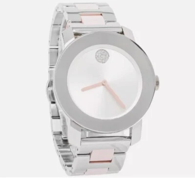 Novo em folha Movado Bold relógio feminino pulseira de cerâmica aço inoxidável 3600801 - Imagem 1 de 4