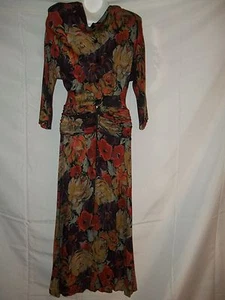 Ladie Size 9/10 Positive Influence Vintage Floral Rayon Classy Cinch Waist Dress - Picture 1 of 6