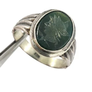 830 Silver Ring Size 9 Seal Crest Signet Coat Of Arms Family Sterling Zodiac  - Picture 1 of 13