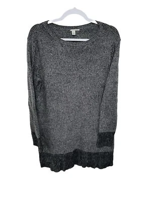 Suéter largo halógeno para mujer talla XL manga larga negro gris cachemir viscosa Foto 1 de 4