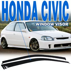Fits 96-00 Honda Civic Hatchback 2PCS Window Visors Vent Rain Guard Slim Style - Picture 1 of 6