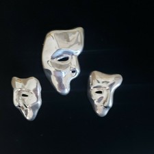 Silhouette Pin & Earrings,Artist Signed Vintage Mexico Sterling Silver Face