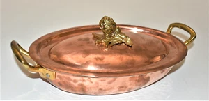 Ruffoni Historia Hammer Copper Oval Roasting Pan w/Lid & Artichoke Knob New - Picture 1 of 19